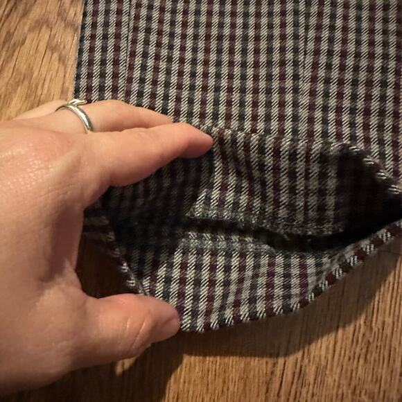 Gerald Darrel Brown Plaid pants skinny casual front zipper pockets size 36 - Picture 5 of 12